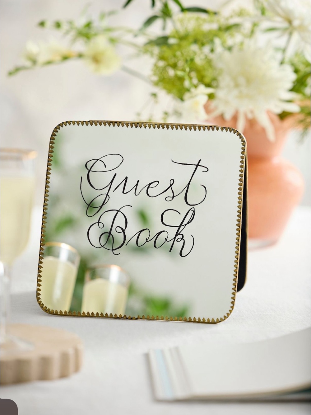 Anthropologie Filigree Mirrored Table Sign, Large, Set of 3 NEW